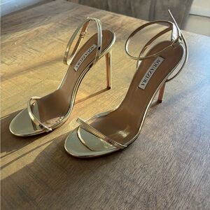 Aquazzura Metallic Gold Strappy Heels